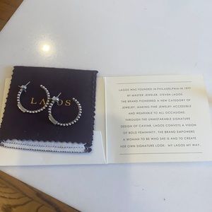 Lagos caviar spark diamond hoop earrings